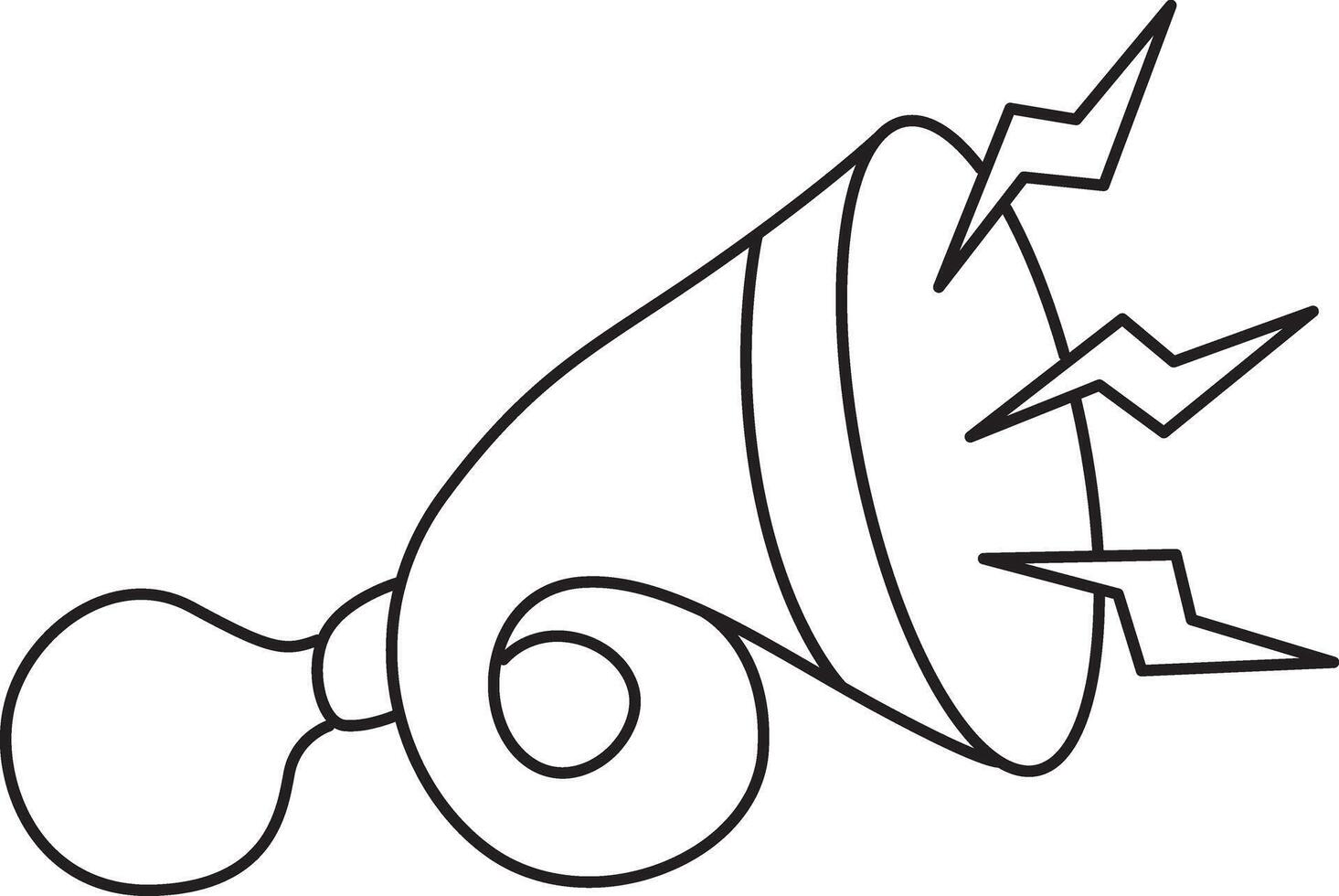 Outline of cute trumpet. Outline of April Fool's day content. vector