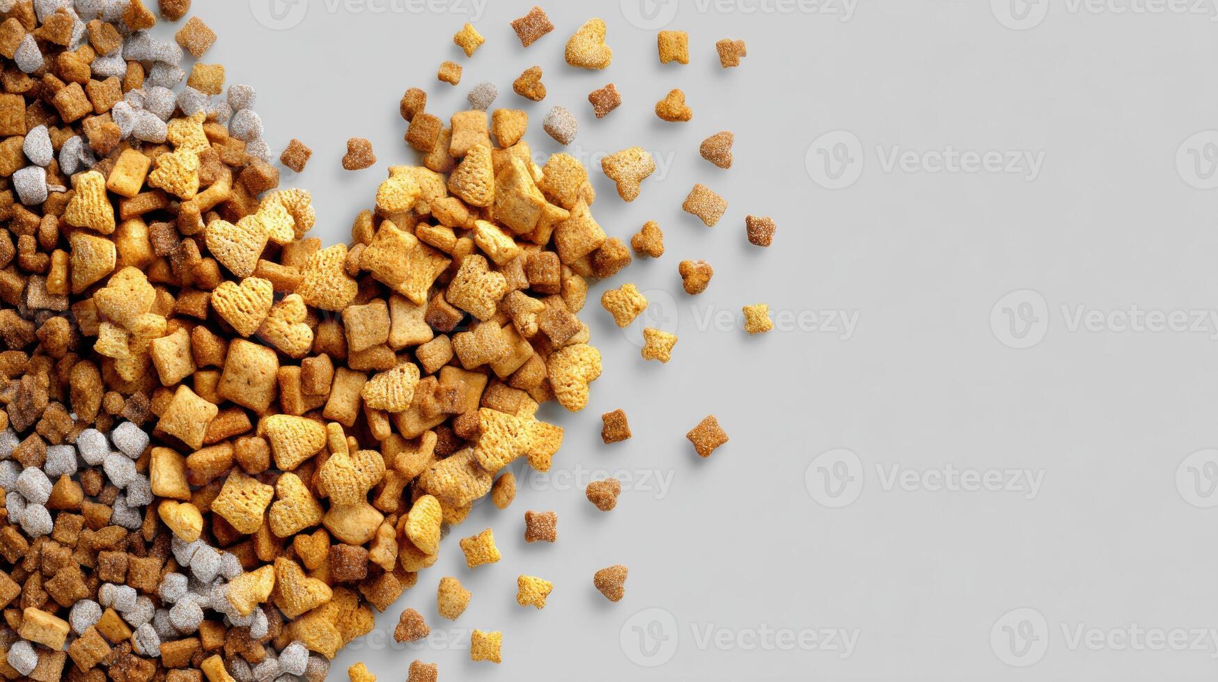 Scattered Pet Treats Create a Heart Shape on a Blank Surface for an Advertisement Promoting Love for Pets and Nutrition photo