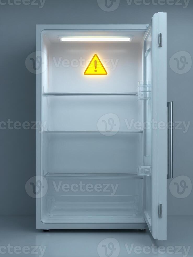 Empty Medicine Cabinet Displays Warning Icon Indicating Potential Safety Concern photo