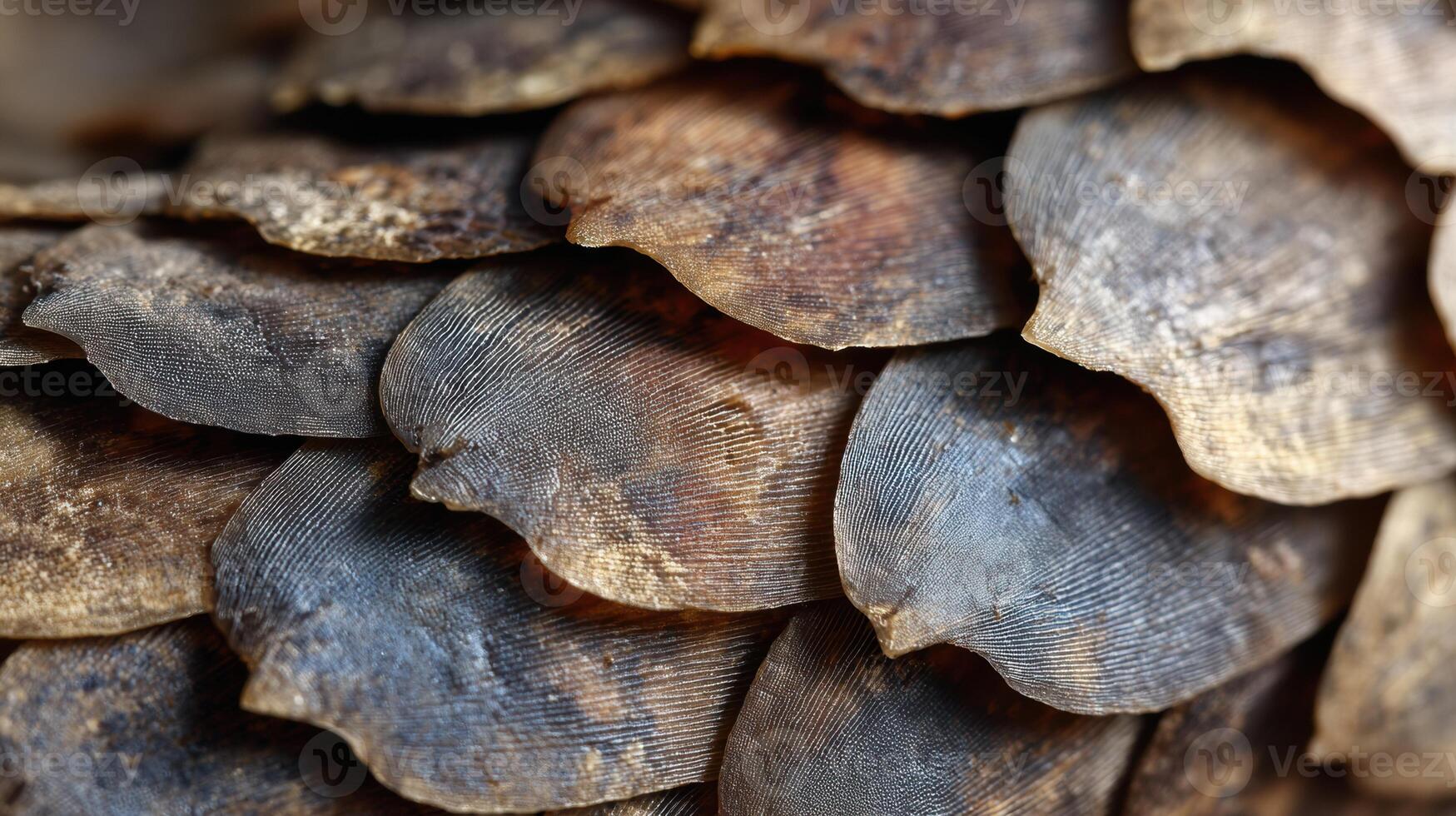 Macro View of Pangolin Scales Showcasing Intricate Textures and Natural Patterns Found in Wildlife Habitats photo