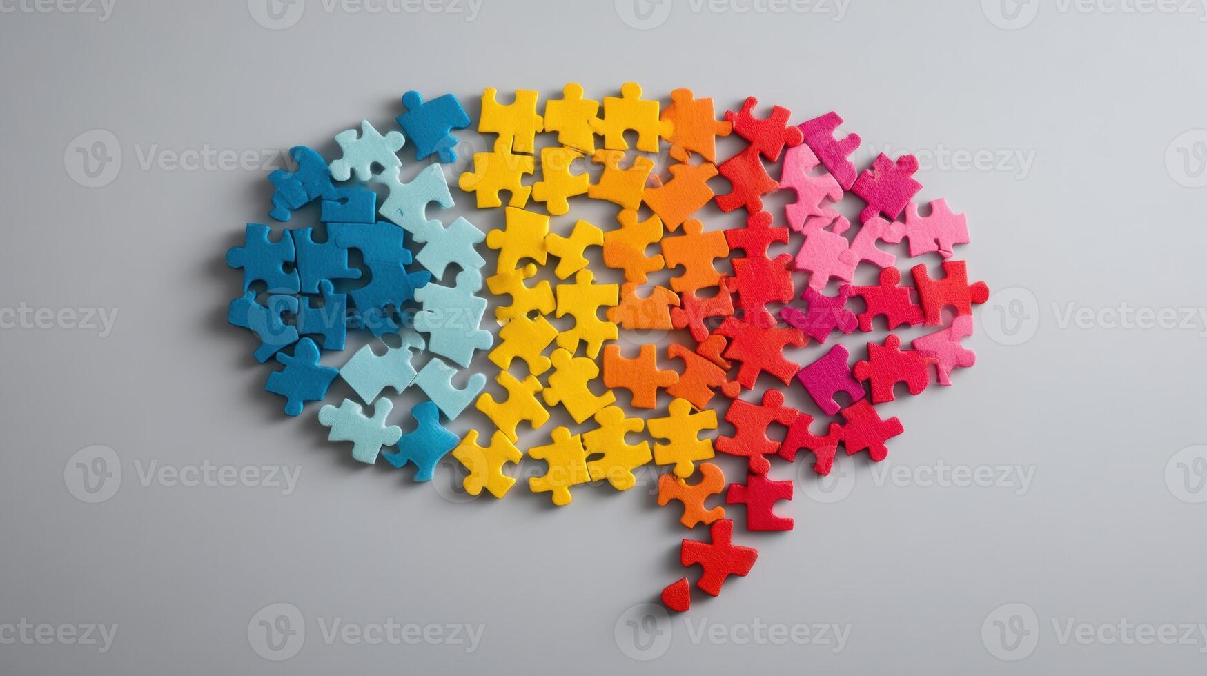 Puzzle Pieces Creating a Speech Bubble Symbolizing Teamwork and Collaboration in a Minimal Background Setting photo