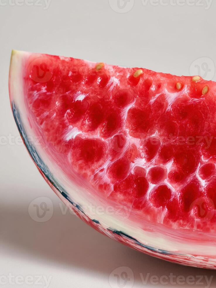 Vibrant Watermelon Wedge Showcasing Colorful Brushstroke Textures and Open Side Zone for Refreshing Summer Enjoyment photo