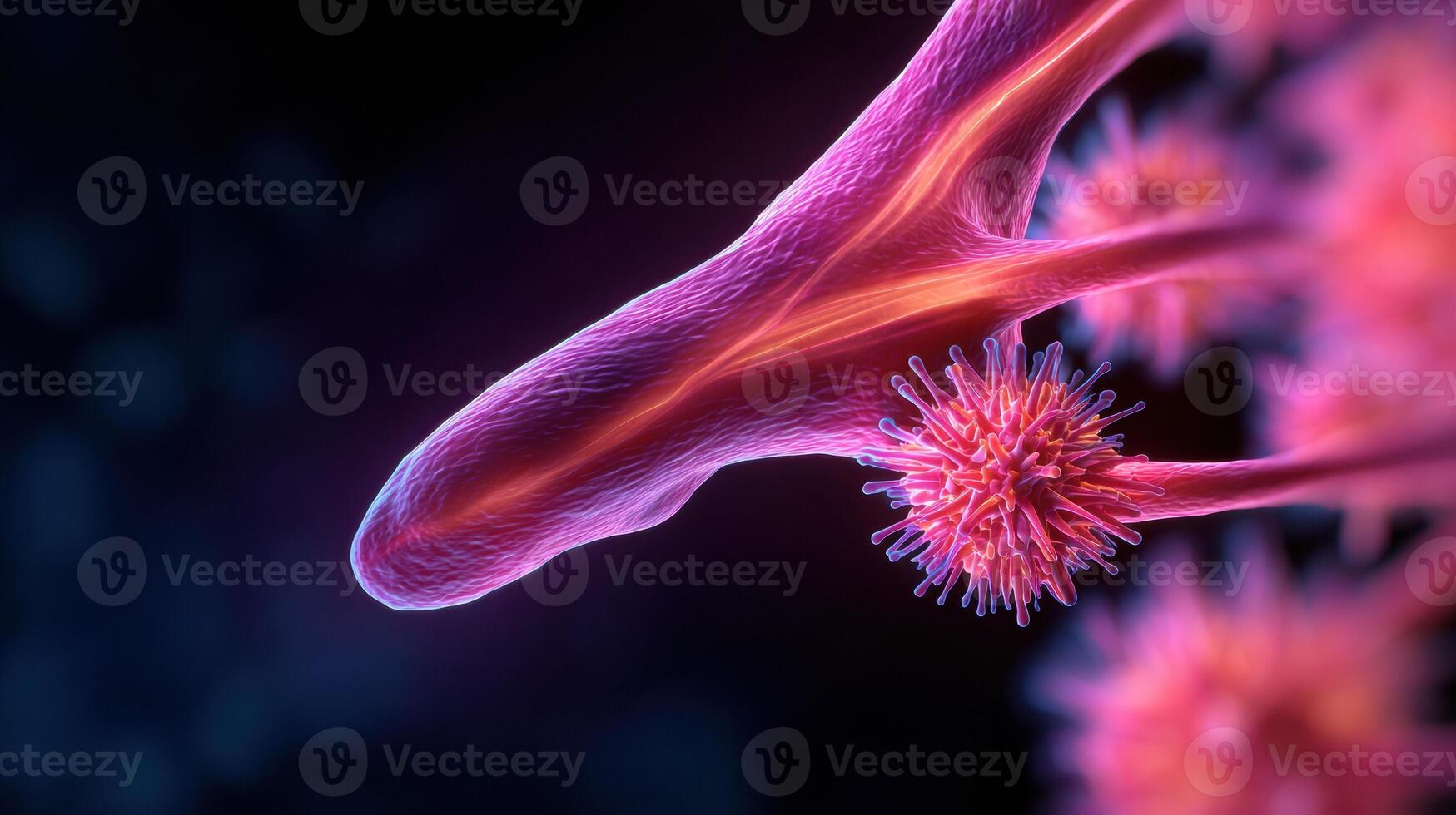 Conceptual 3D Visualization of Sinus Inflammation in Warm Colors Illustrating the Intricate Biological Process photo