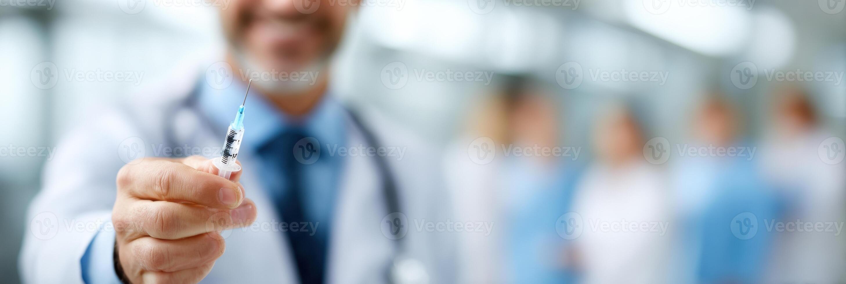 Doctor Offers Flu Shot to Patients in a Bright, Modern Clinic, Encouraging Vaccination During the Flu Season photo