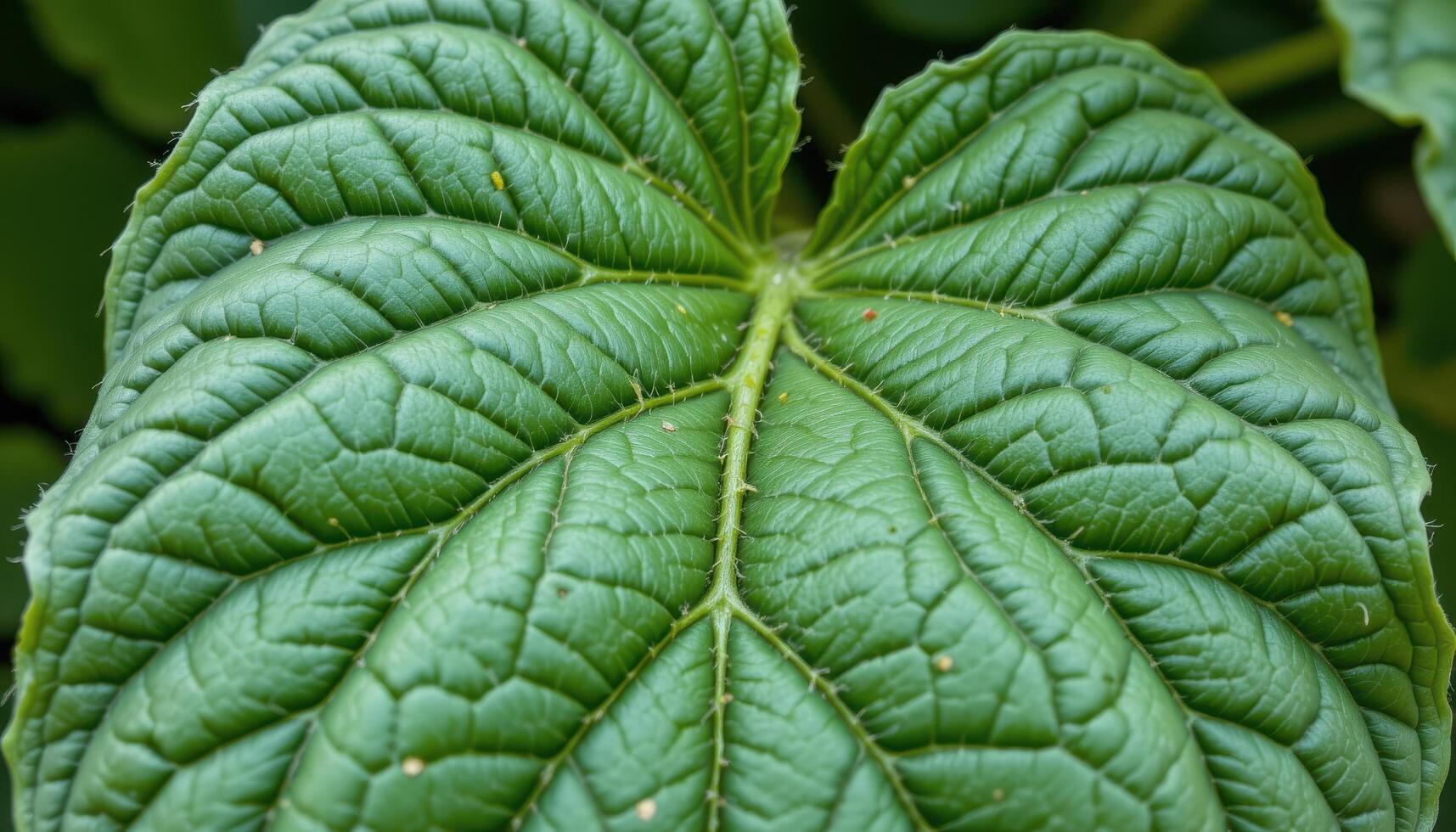 close up view of bitter gourd leaves with divided lobes and soft green hairs. photo