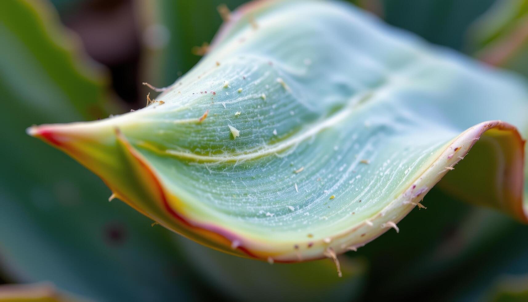 close up view of a yucca leaf tip with pointed ends and thick, waxy surface. photo