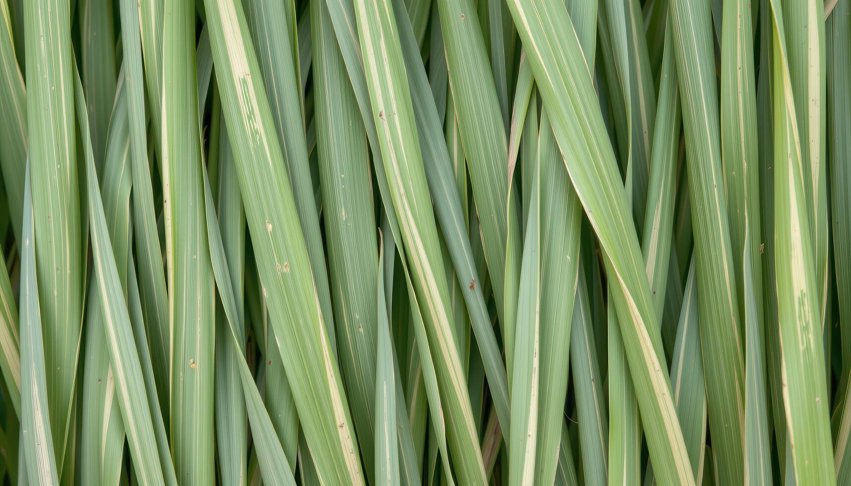 close up view of thin lemongrass leaves overlapping in straight vertical patterns. photo