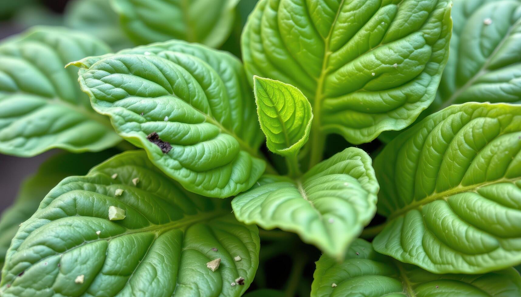 close up view of mustard leaves with a wrinkled surface and slight purpling on the tips. photo
