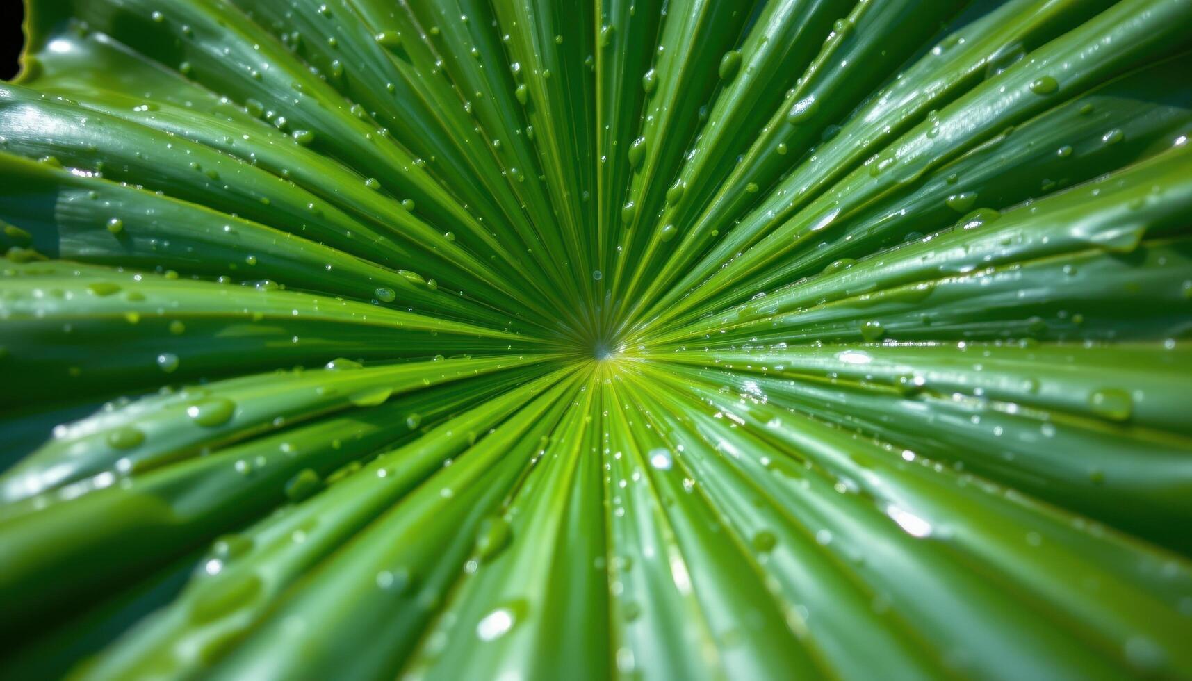 close up view of a lotus leaf gently floating on water, with concentric lines radiating from a central point and small ripples reflecting light. photo