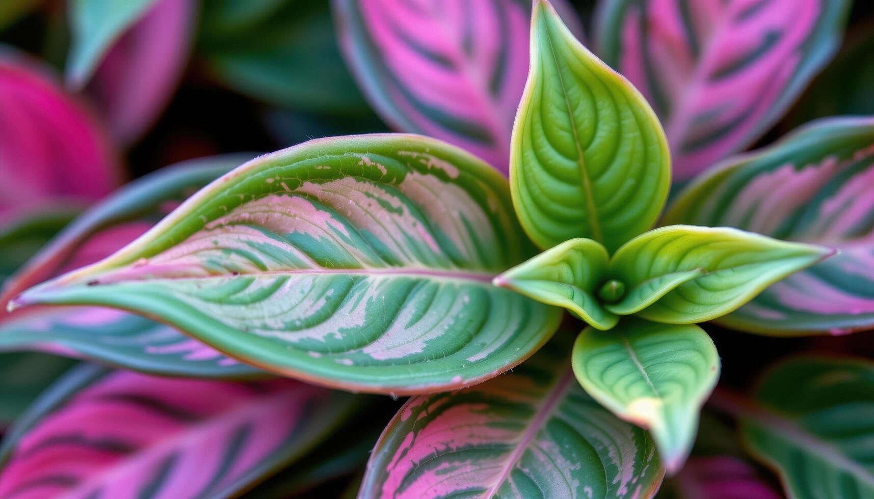 close up view of fuchsia leaves with soft matte green textures and pointed tips. photo