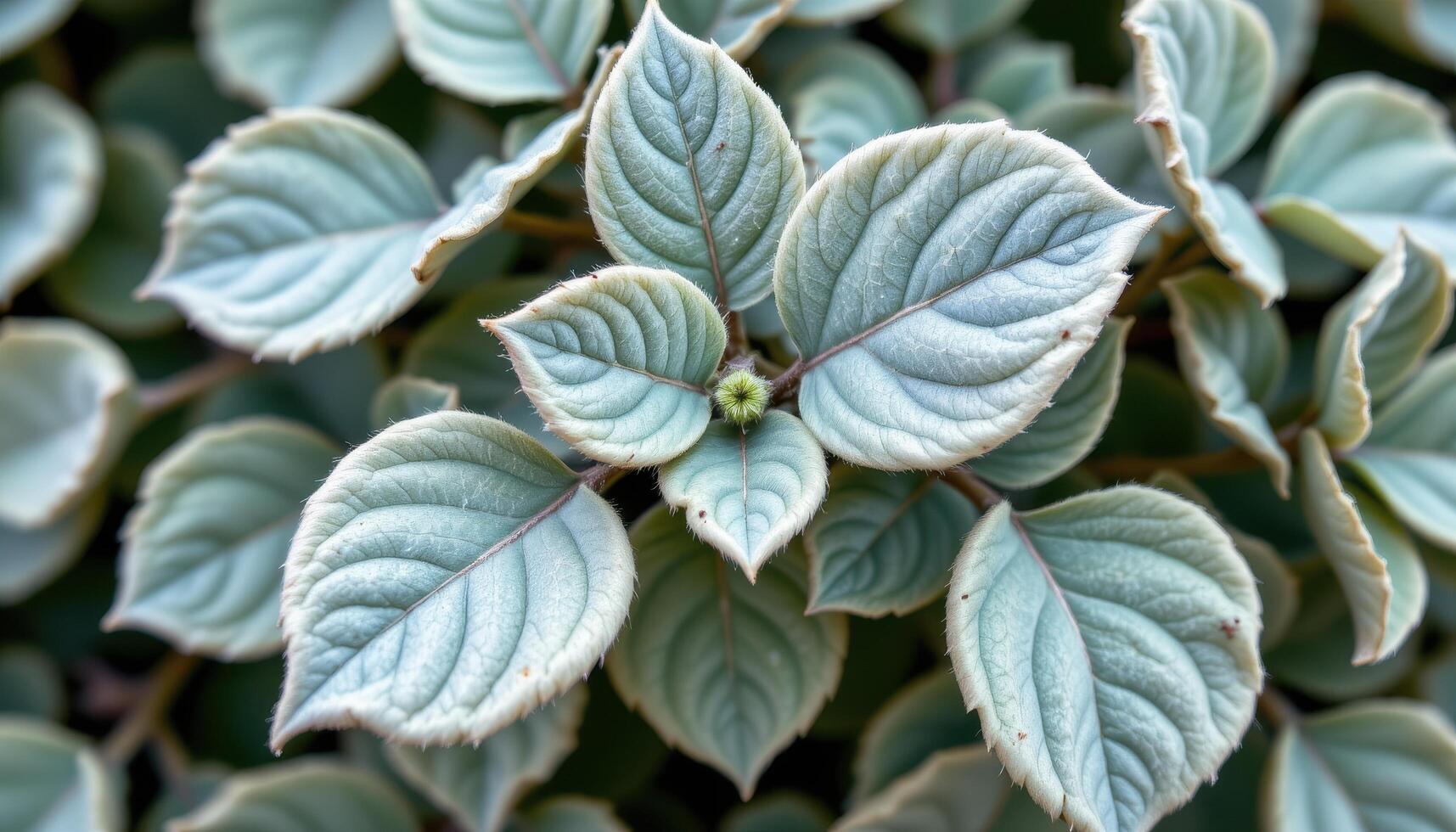 close up view of dusty sage leaves with a soft texture and silvery green hue. photo