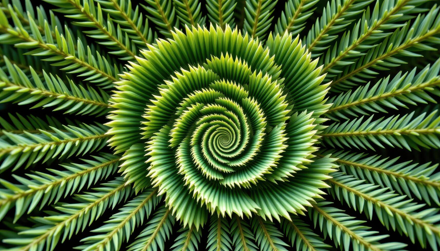 close up view of cycads' ancient looking leaves forming spirals of rigid green symmetry. photo