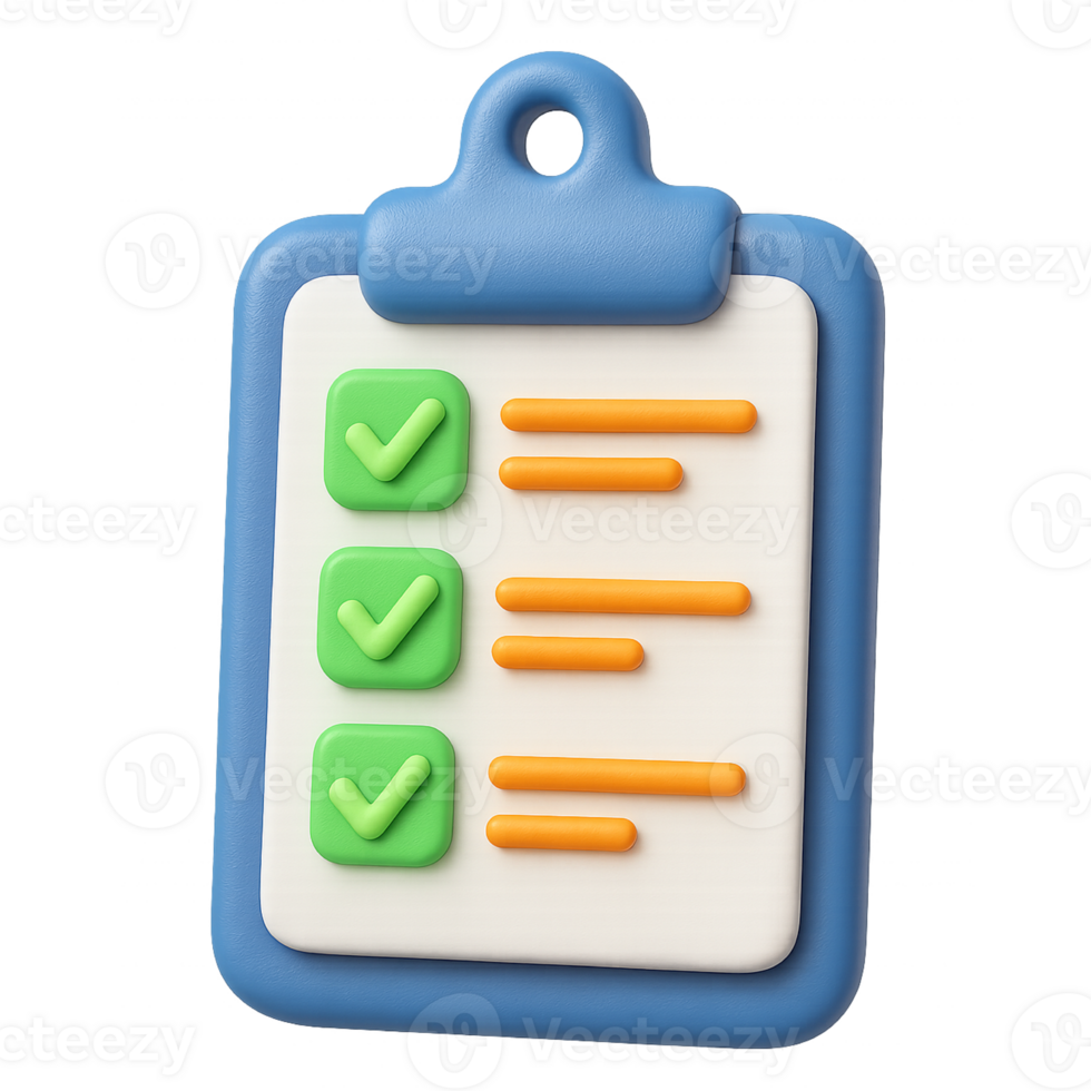 3D Checklist Clipboard Icon Task Management and To Do List Symbol png