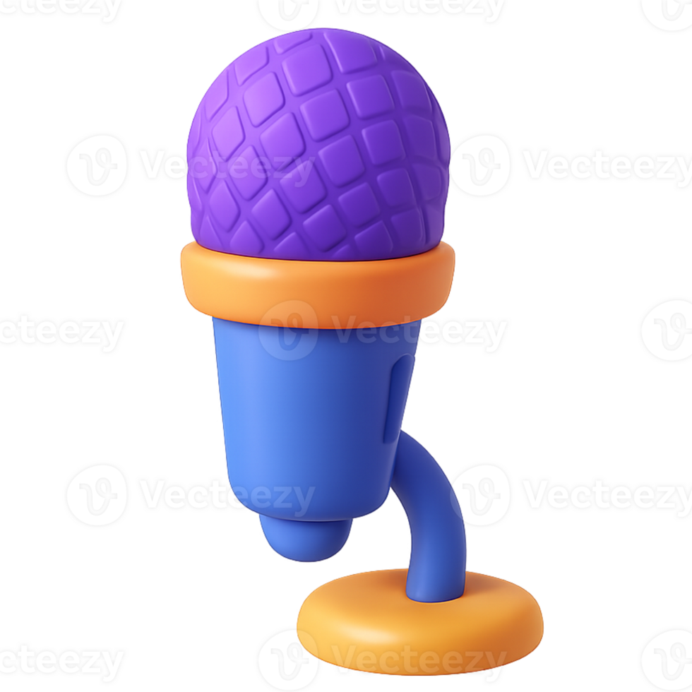 3D Colorful Microphone Icon Podcast and Audio Recording Symbol png
