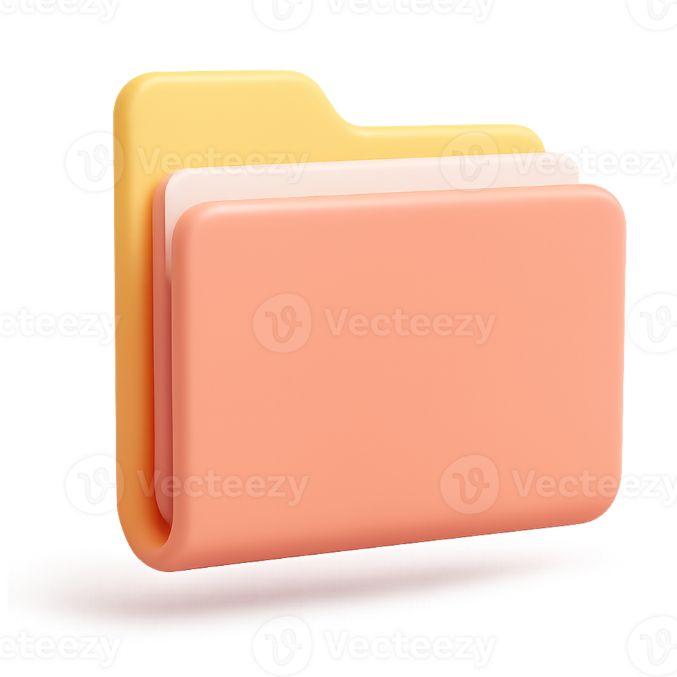 3D File Folder Icon Digital Document Storage and Organization Symbol png