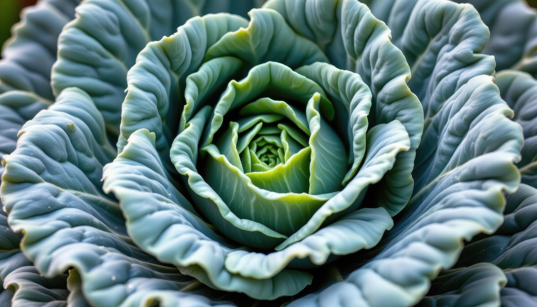 close up view of kale leaves curled tightly into decorative edges, with firm ridges and dense texture. photo