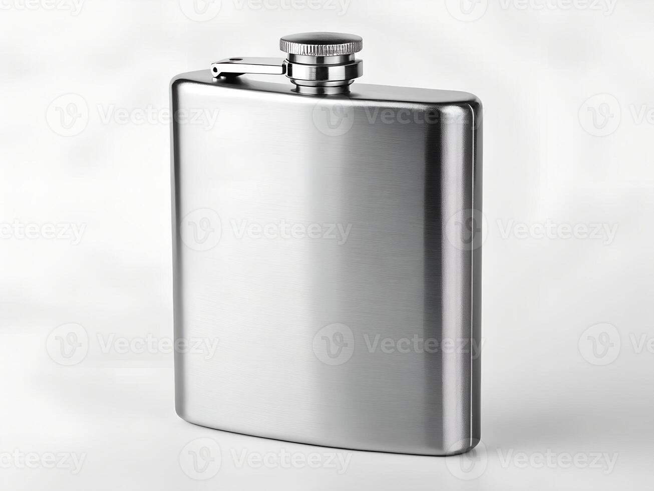 Silver Stainless Steel Flask on White Background photo
