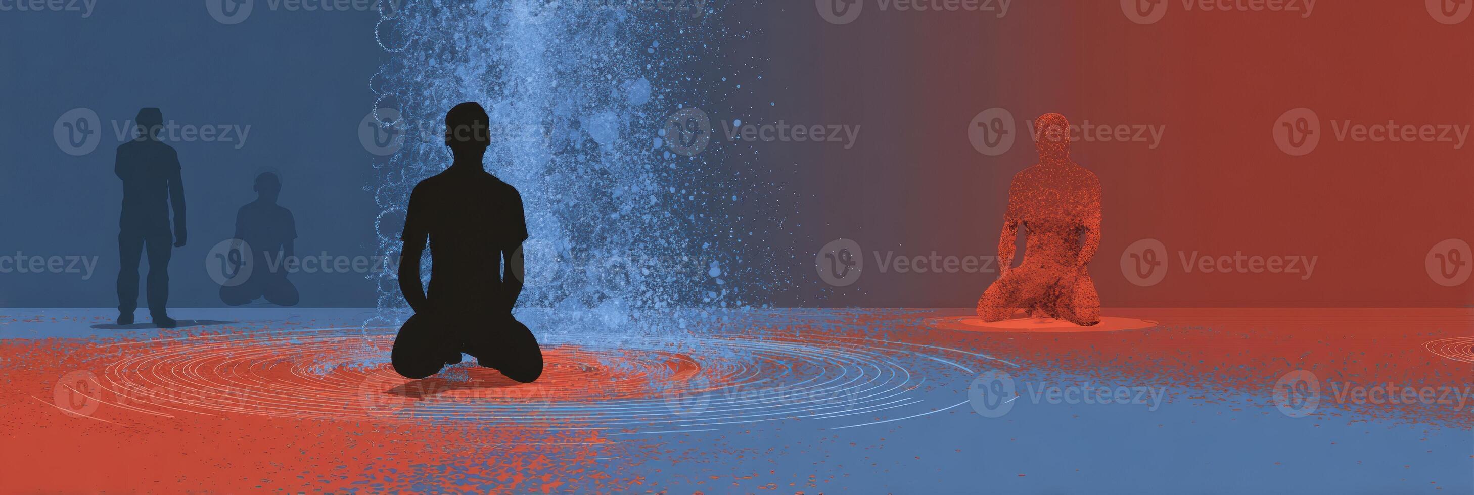 Representation of Grounding Technique for PTSD, Showcasing Individuals Engaged in Mindful Activities Within a Tranquil Environment photo