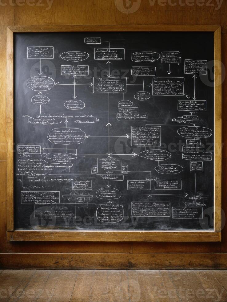 Chalkboard Displaying a Detailed Communication Diagram in a Classroom Setting With Ample Writing Space photo