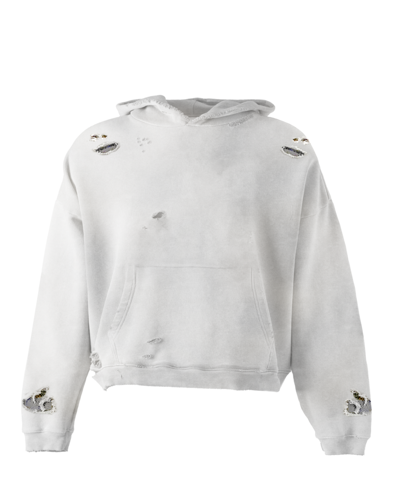 Ripped Faded Hoodie White png