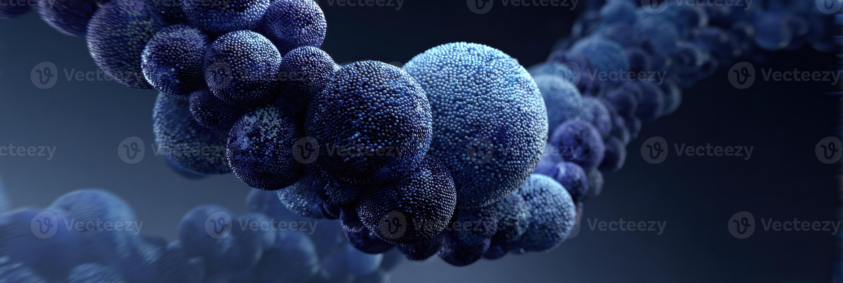 Floating 3D Blueberries Create a Helix Shape Against a Dark Backdrop, Showcasing a Futuristic and Dynamic Design photo