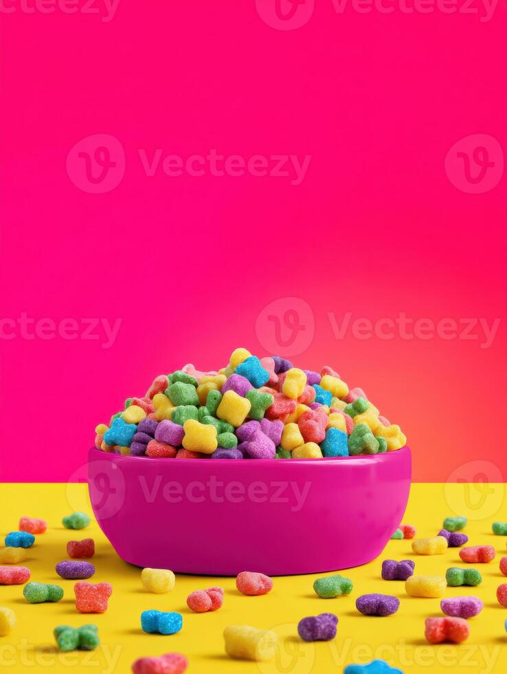 Brightly Colored Pet Treat Displayed in a Vibrant Setting Perfect for Attracting Pet Lovers and Enhancing Product Visibility photo