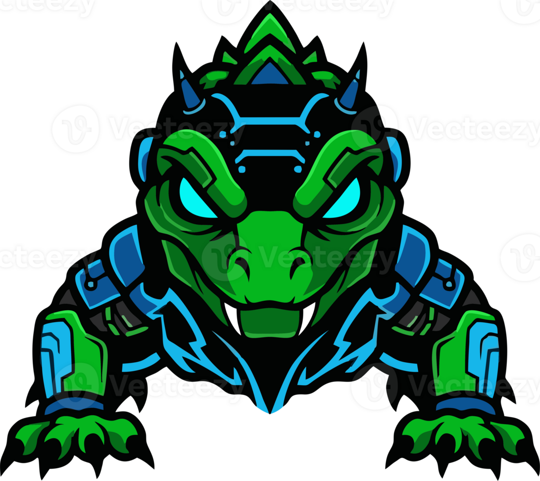 Cyber Lizard Mascot Logo Futuristic Reptile png