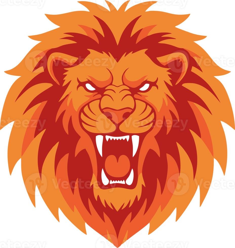 Blaze Lion Mascot Logo Fire Mane Flat Animal Design png