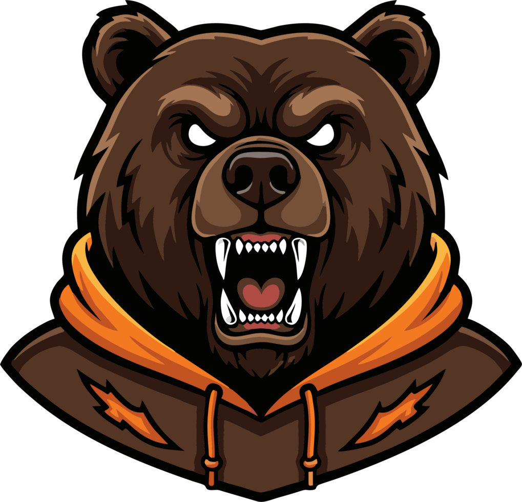 Urban Bear Mascot Logo Symmetrical Animal Head for Sports or Gaming png