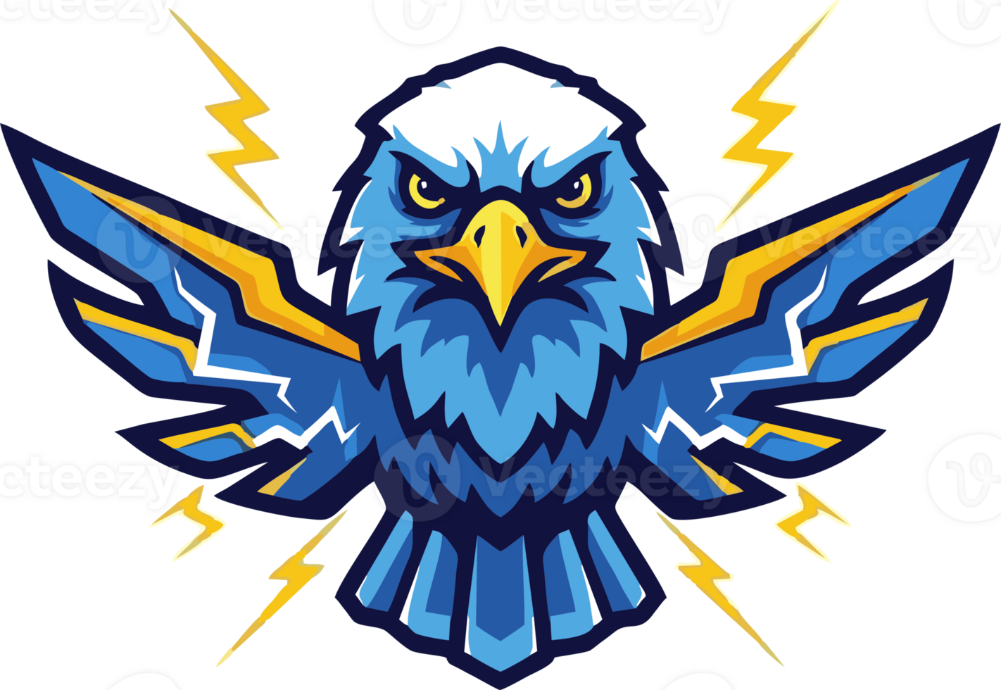 Storm Eagle Mascot Logo Lightning Bird Flat png