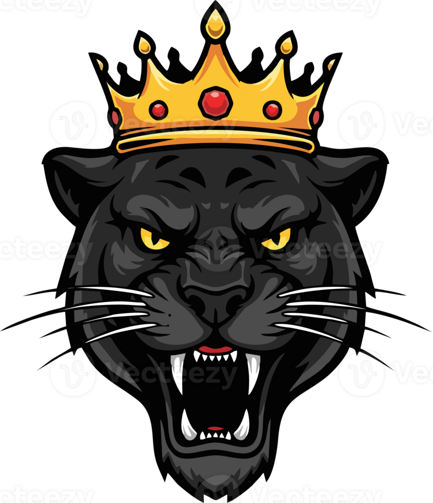 Feral Panther King Mascot Logo Flat Animal png