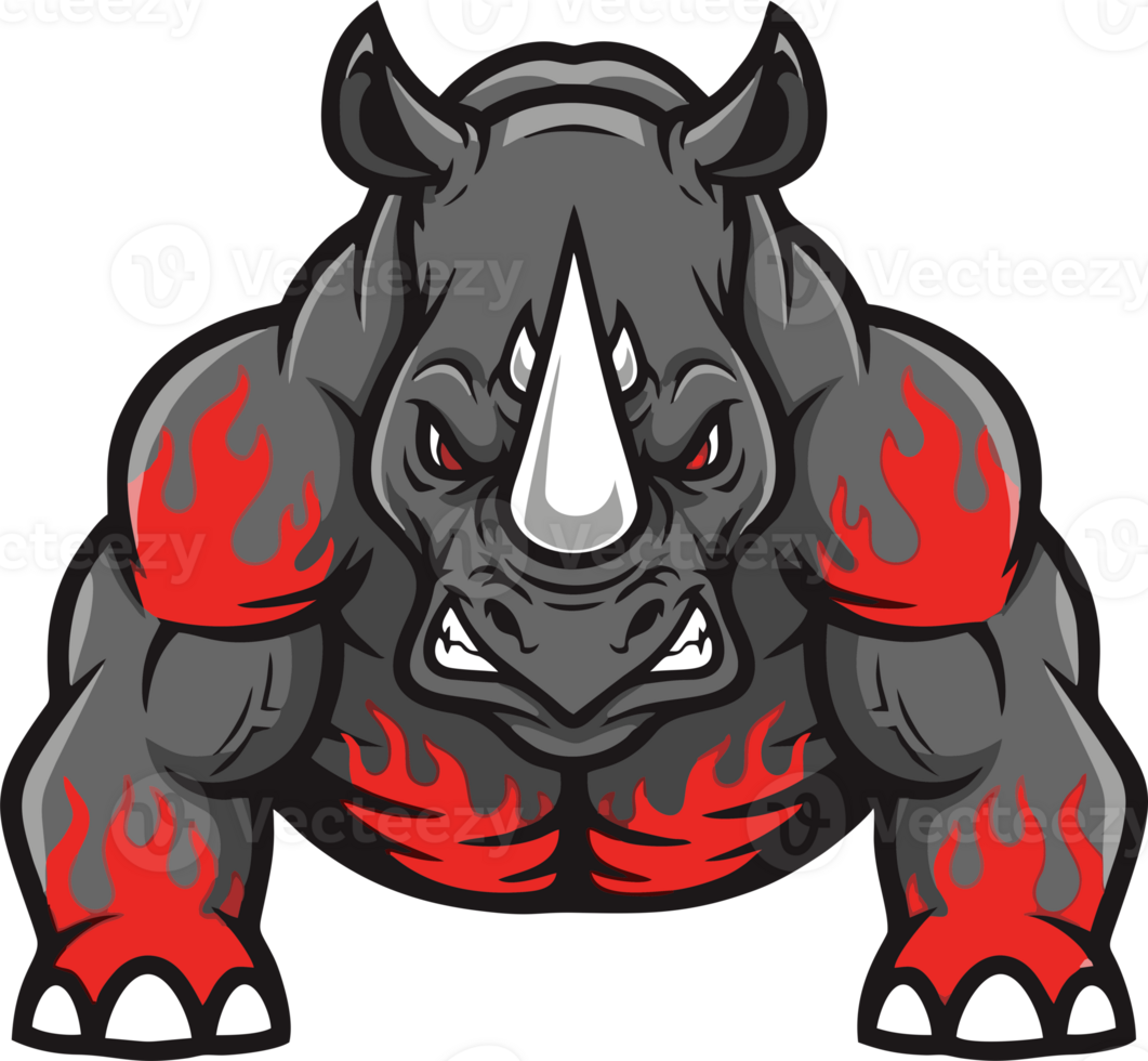 Inferno Rhino Mascot Logo Flat Power Animal png