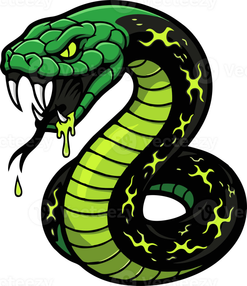 Toxic Serpent Mascot Logo Venom Snake Flat Design png