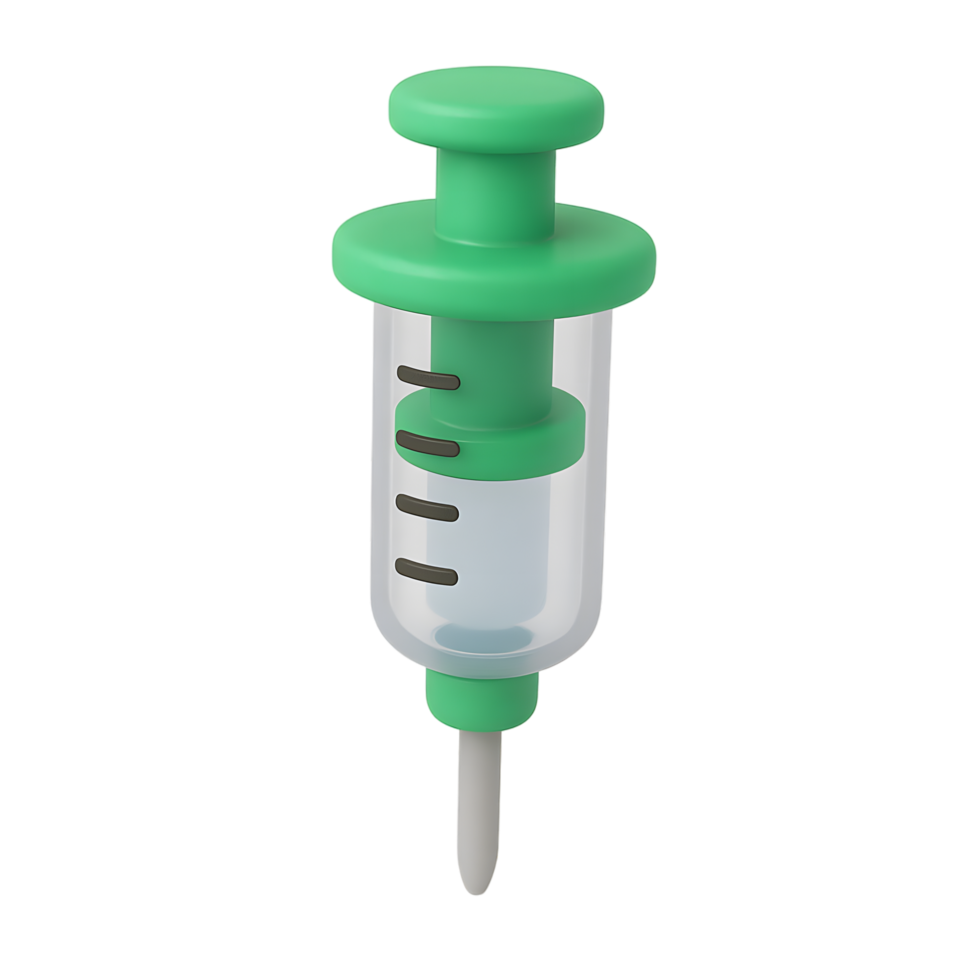 Medical syringe with green plunger for injection png