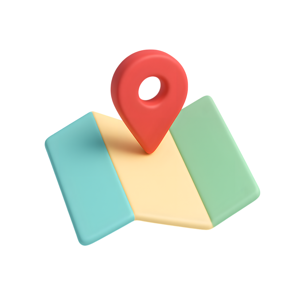 Map location marker on a folded map png