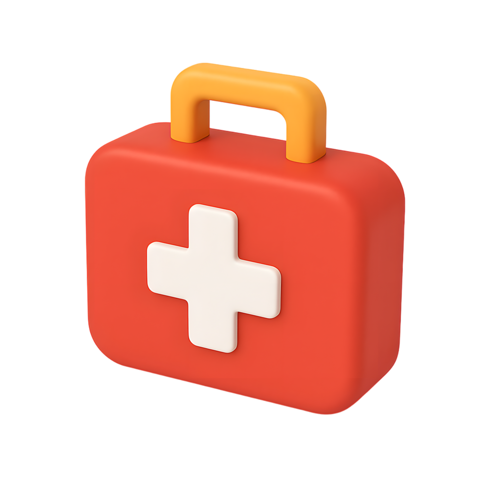 First aid kit medical bag with cross symbol png