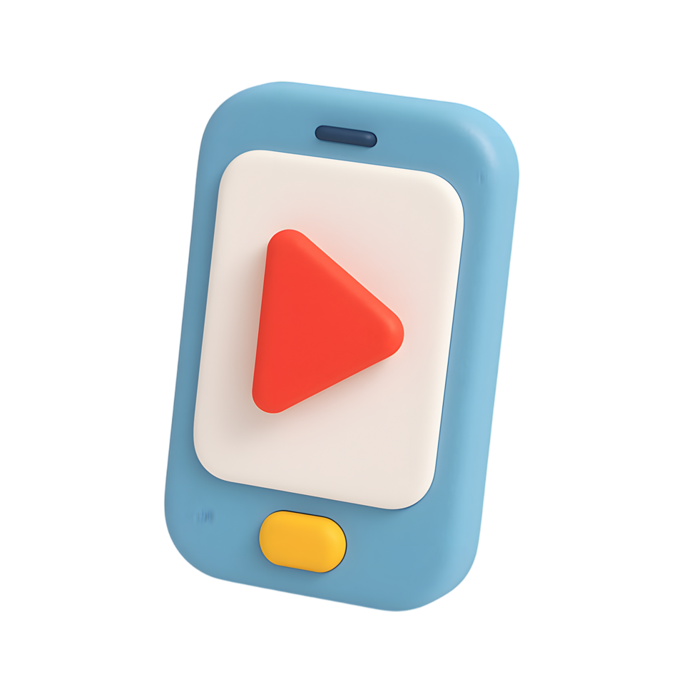 Smartphone with play button icon for media app png