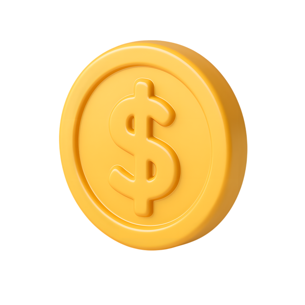 Gold coin with dollar symbol for financial concept png
