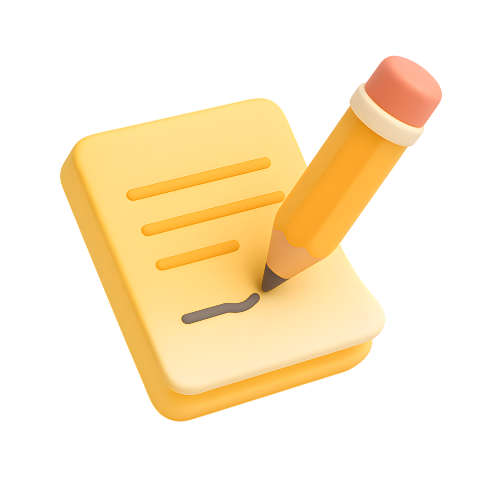 Document with Pencil for Writing or Signing png