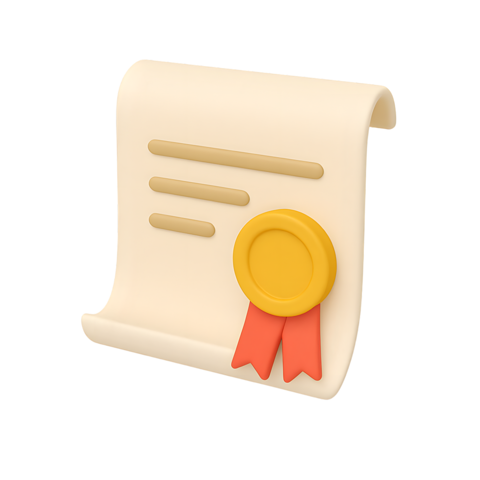 Certificate Document with Seal and Ribbon png