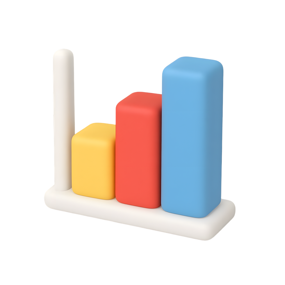Bar chart displaying data growth with colorful bars png