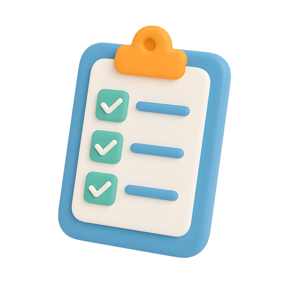 Clipboard with checklist for task management png