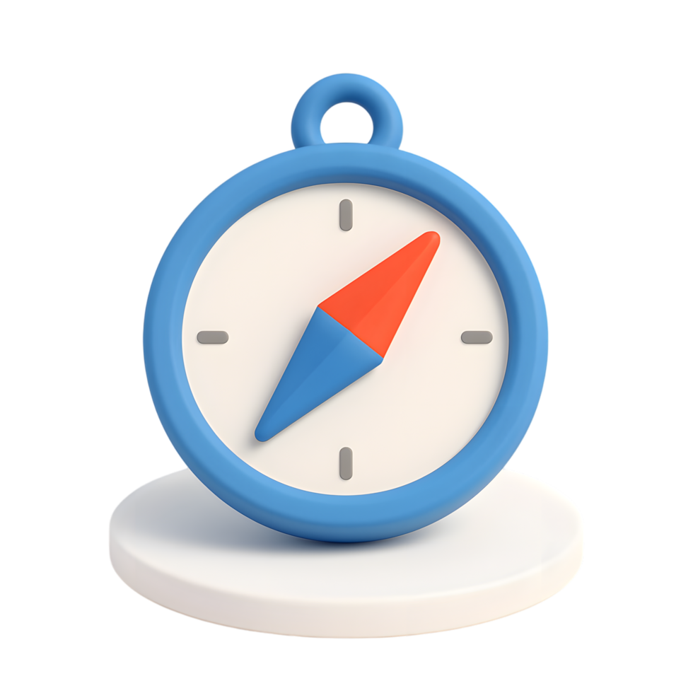 Compass with orange and blue needle for navigation png