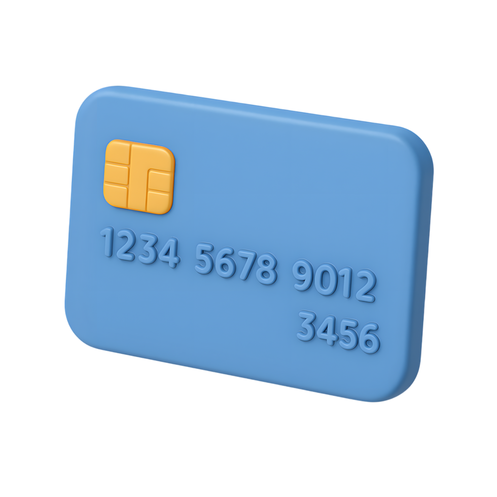 Blue Credit Card with Chip for Payment Transactions png