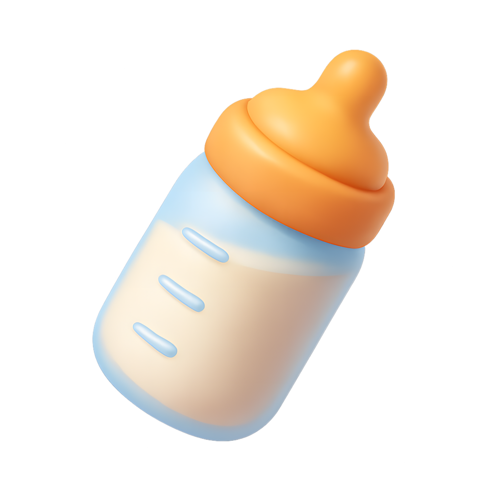 Baby Bottle Milk Feed with Orange Cap png