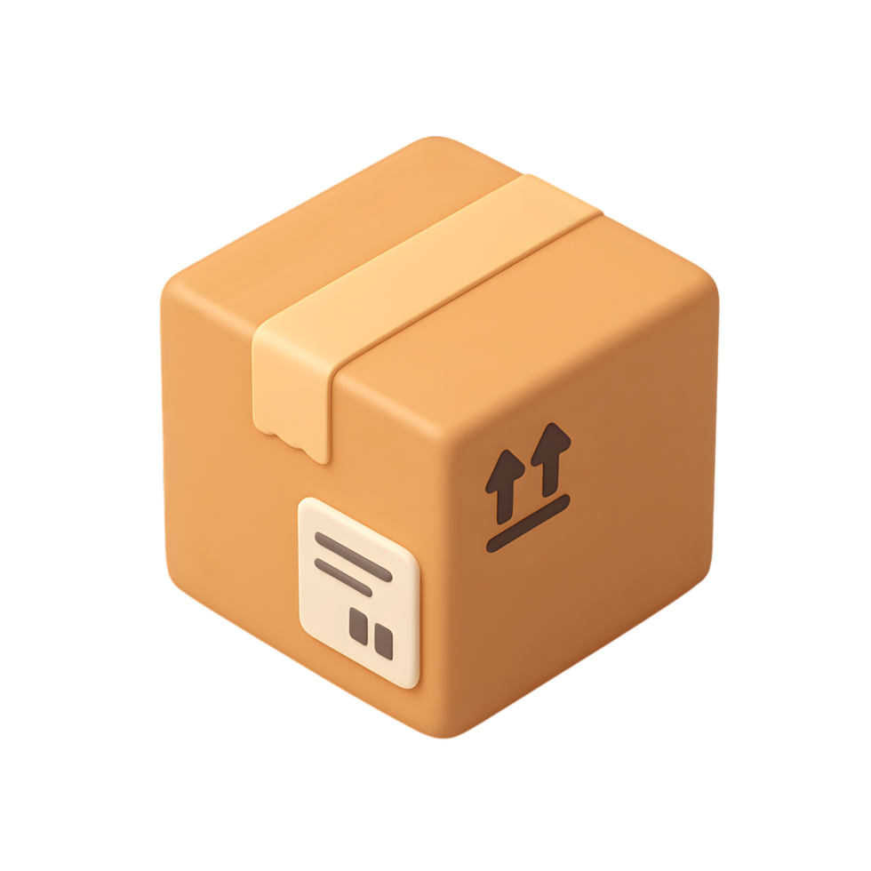 Carton box with shipping label and arrows png