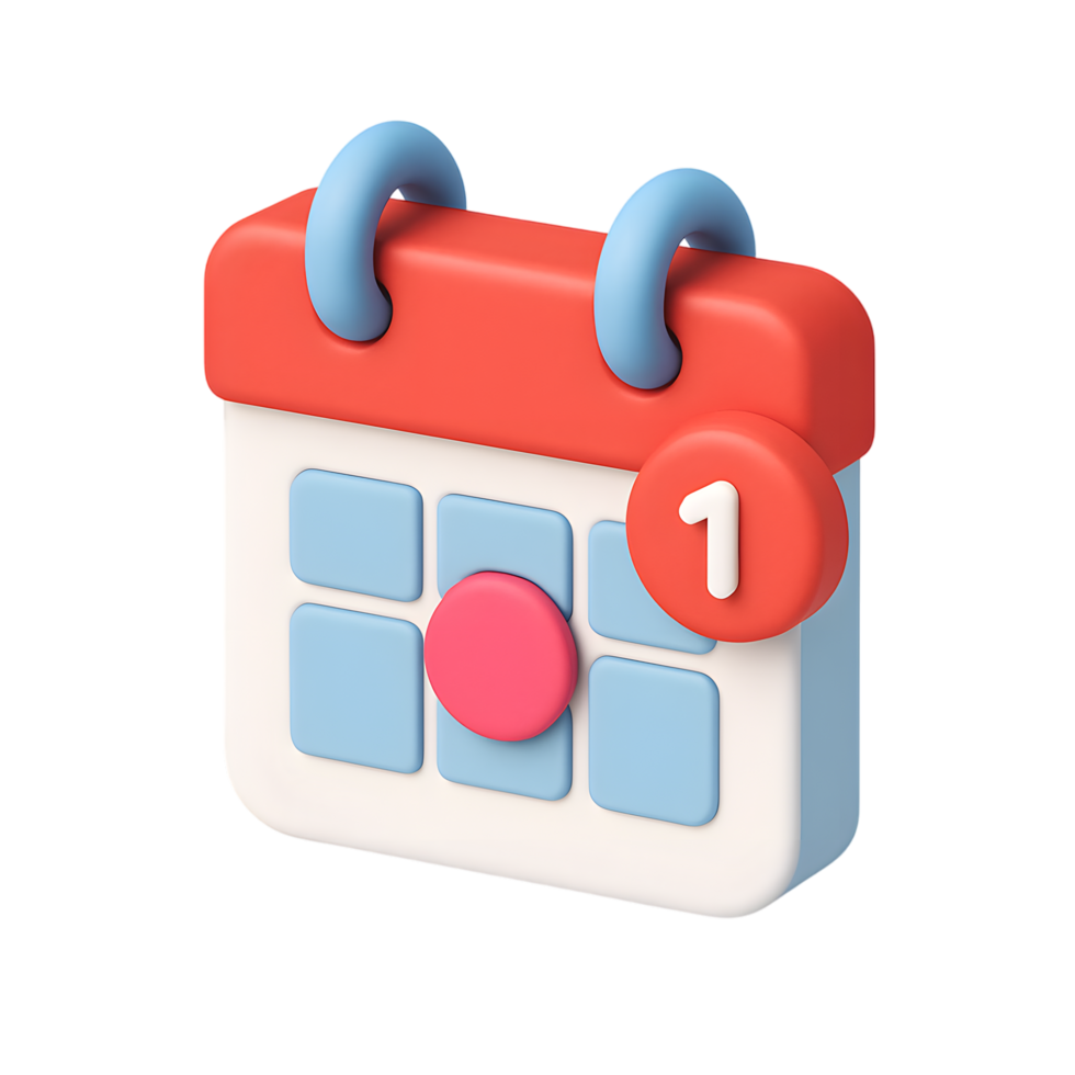 Calendar Icon with Notification Badge for Scheduling and Alerts png
