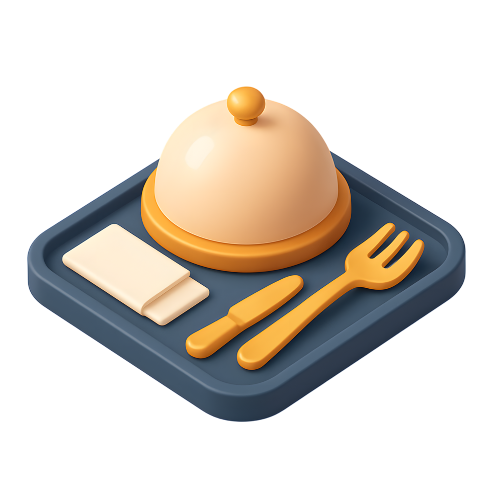 Dessert with utensils on tray png