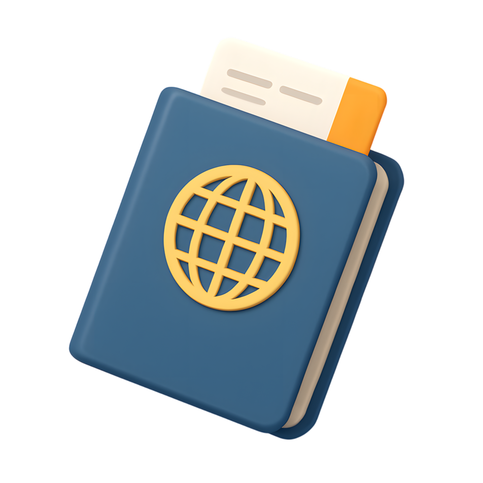 Travel document with globe icon for travel and passport png