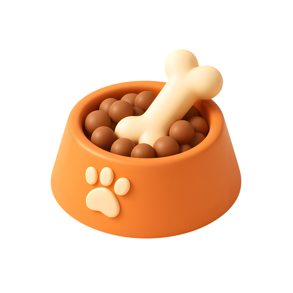 Dog Food Bowl with Bone and Balls for Pet Feeding png